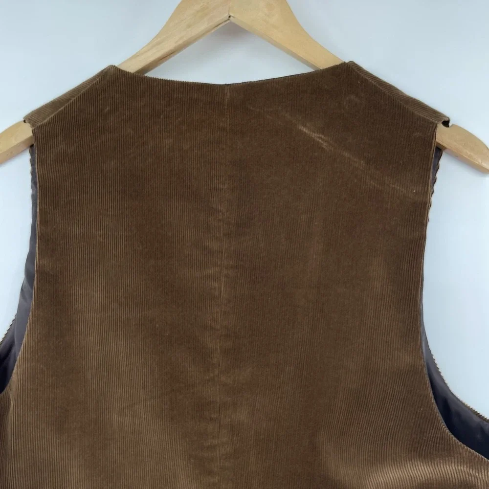 Allen Edmonds Vest‎ Men 44R Corduroy Brown Lined Waistcoat Cowboy Western Casual